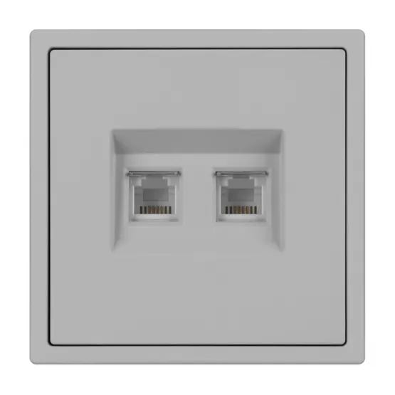 Фото #3 товара Механизм сдвоенной телефонной розетки SCT-NOBE-MTL2-SFPL-IS (RJ-11, 4C) (Arlight, Никель)