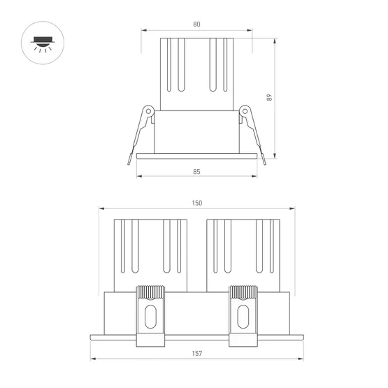 Фото #4 товара Светильник MS-FLOW-BUILT-S157x85-2x12W Day4000 (BK, 15 deg, 230V) (Arlight, IP20 Металл, 5 лет)