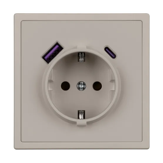 Фото #4 товара Механизм розетки с USB зарядкой SCT-NOBE-MUAC-SFPL-CA (230V, 16A) (Arlight, Кашемир)