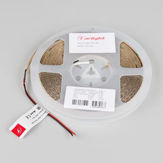 Фото #2 товара Светодиодная лента UL-A240-10mm 48V Warm2400-CX2 (23 W/m, IP20, 10m) (Arlight, 7 лет)