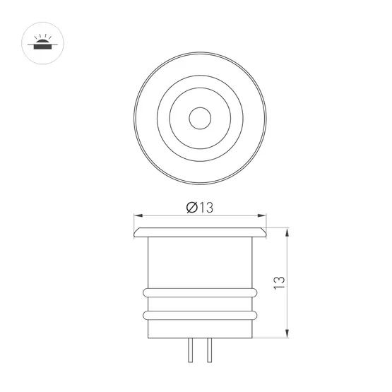 Фото #4 товара Светильник ART-PICCOLO-BUILT-R13-1W Warm3000 (BK, 30 deg, 3V) (Arlight, IP40 Металл, 3 года)