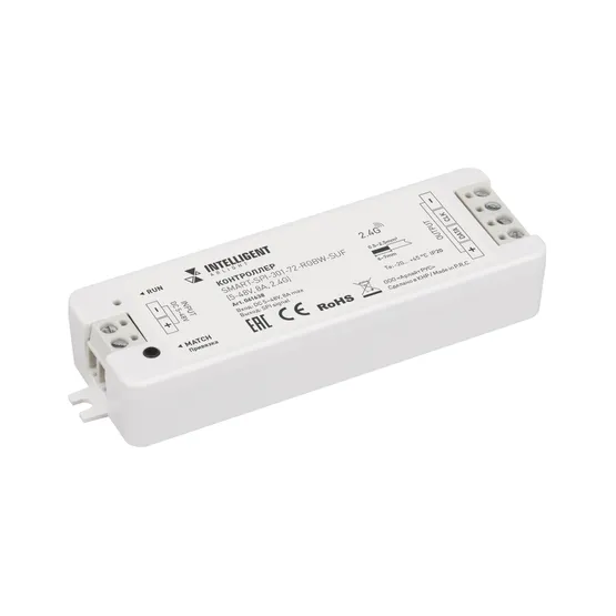 Фото товара INTELLIGENT ARLIGHT Контроллер SMART-SPI-301-72-RGBW-SUF (5-48V, 8A, 2.4G) (IARL, IP20 Пластик, 5 лет)