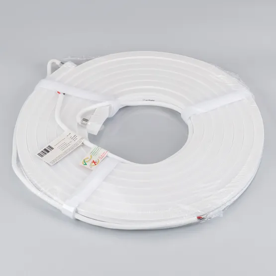 Фото #3 товара Светодиодная лента герметичная MOONLIGHT-SIDE-A140-12x17mm 24V Warm2700 (9.6 W/m, IP67, 5m, wire x2) (Arlight, Вывод боковой, 5 лет)