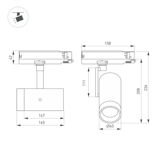 Фото #4 товара Светильник LGD-ARTIFACT-4TR-R65-18W Warm3000 (Черный, 20 deg, DIM, 230V) (Arlight, IP20 Металл, 5 лет)