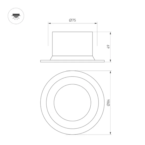 Фото #3 товара Светильник MS-DROP-BUILT-R84-8W Warm2700 (BK, 85 deg, 230V) (Arlight, IP54 Металл, 5 лет)