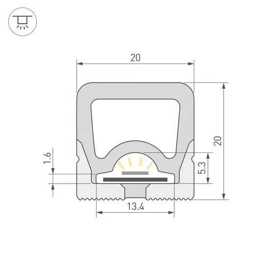 Фото #2 товара Силиконовый профиль WPH-FLEX-2020-TOP-S13-20m WHITE (Arlight, Силикон)