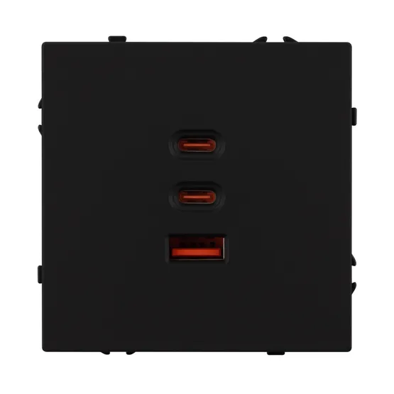 Фото #4 товара Механизм розетки с быстрой USB зарядкой SCT-NOBE-MUACC-SFPL-FC-BK (65W, QC3) (Arlight, -)