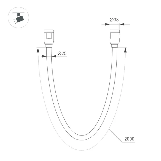 Фото #4 товара Светильник ART-APRIORI-TUBE-ELASTIC-R38-L2000-24W Warm3000 (BK, 360 deg, 48V) (Arlight, IP20 Металл, (Arlight, IP20 Металл, 3 года)