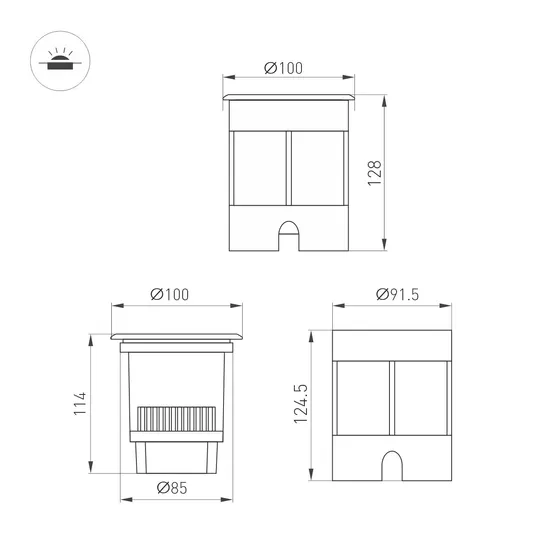 Фото #3 товара Светильник LTD-DAFNA-GROUND-R100-6W Warm2700 (SL, 35 deg, 230V) (Arlight, IP67 Металл, 5 лет)