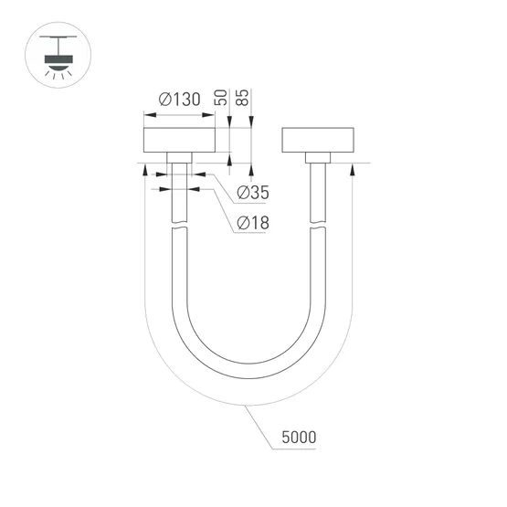 Фото #6 товара Светильник SP-TROPIC-SURFACE-R18-L5000-58W Warm3000 (BK, 360 deg, 230V) (Arlight, IP20 Пластик, 3 года)