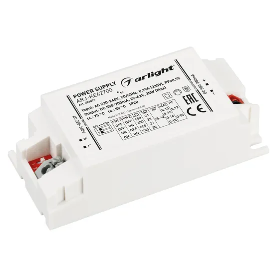 Фото #1 товара Блок питания ARJ-KE42700 (30W, 500-700mA, PFC) (Arlight, IP20 Пластик, 5 лет)